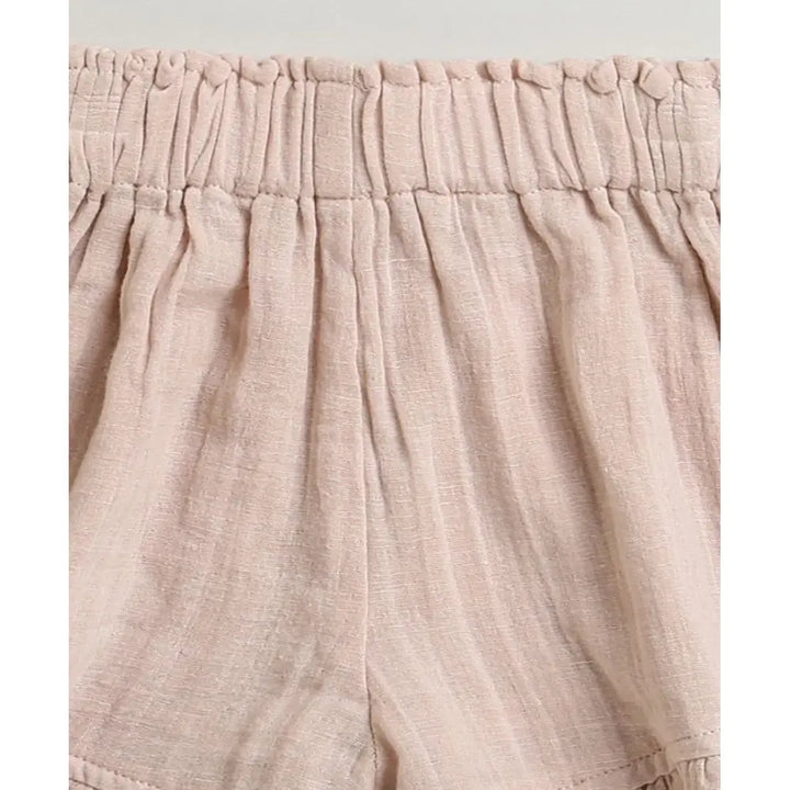 Sweetlime By AS Pumpkin &amp; Floral Print Ruffle Organic Cotton Co-ord Set - Off-White &amp; Peach