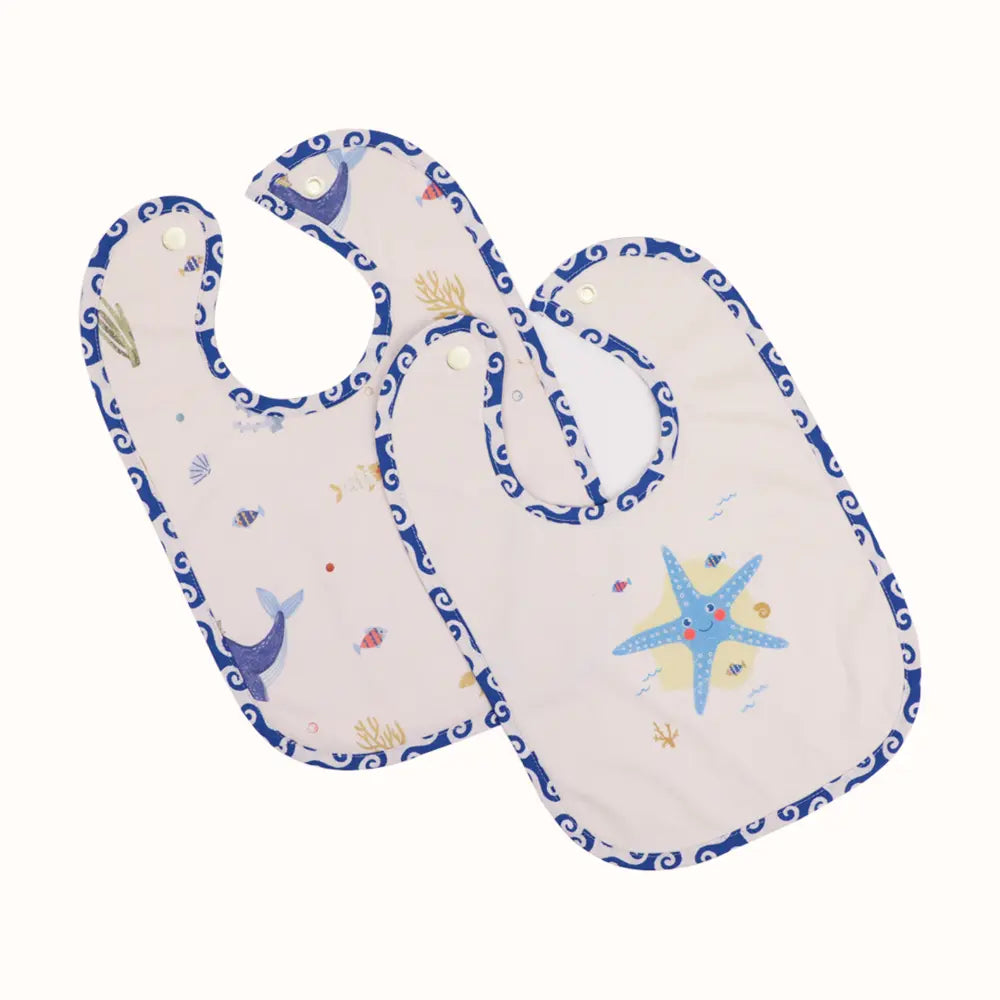 Abracadabra Cotton Jersey Toddler Bib Set (Pack of 2) - Hello Sea - 6-36 Months