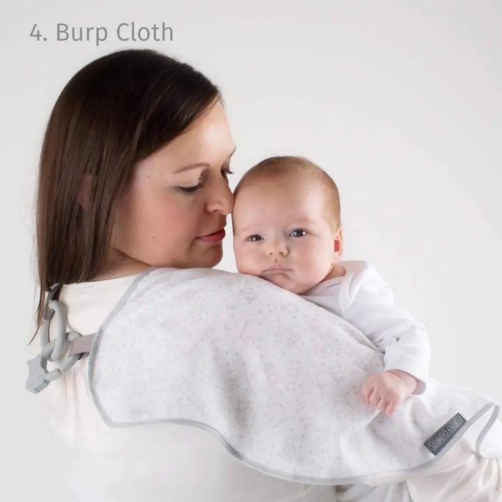 Cheeky Chompers 6-in-1 Muslin Breastfeeding Cover &amp; Teething Cloth, Bamboo &amp; Organic Cotton, Multi-Use Baby Essential with Silicone Teething Rings, Lightweight &amp; Breathable, Newborn+ - Silver Stars