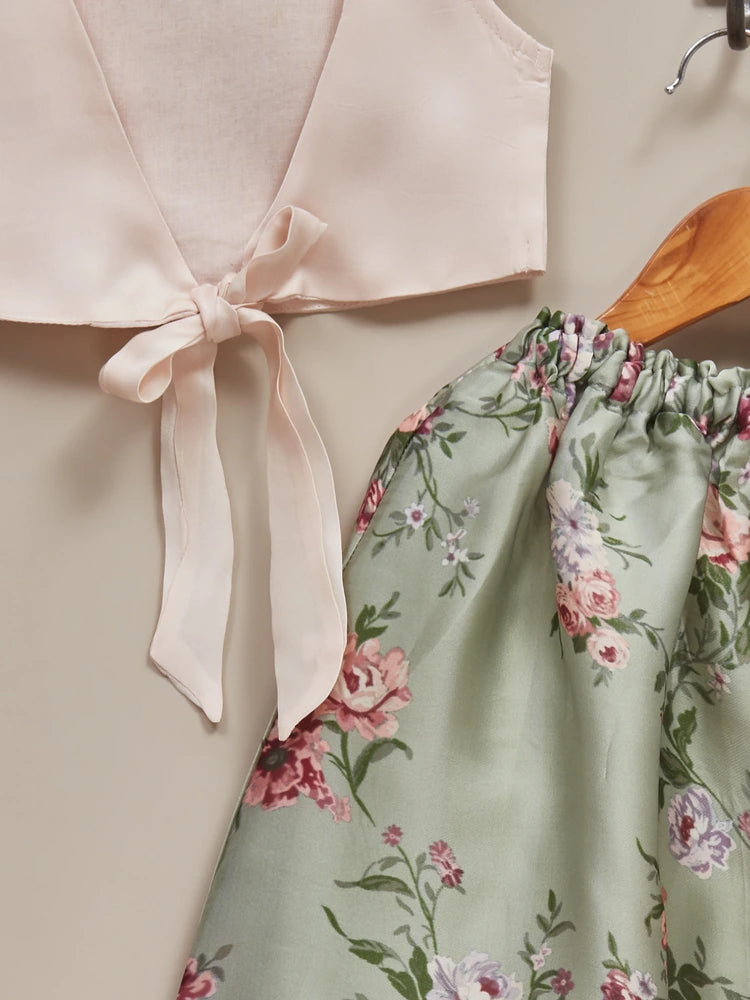 Liz Jacob Girls | Pure Mulberry-Silk Ethnicwear | Mehendi