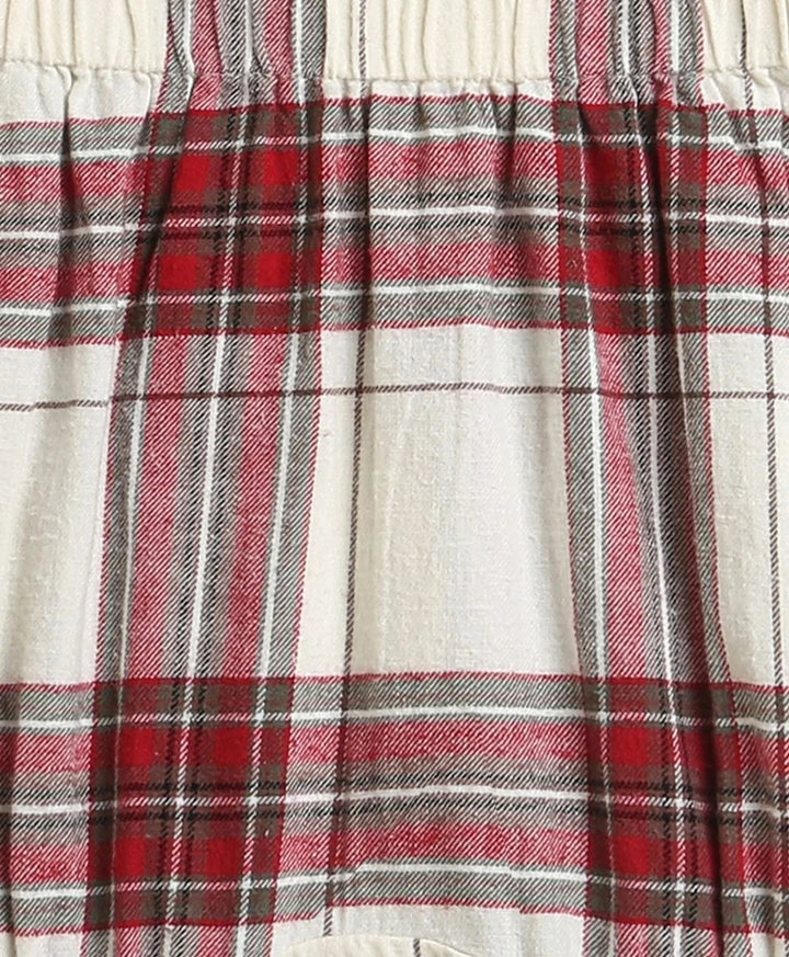 Sweetlime By AS Classic Plaid Ruffle Sleeve Top and Shorts Co-ord Set - White &amp; Red