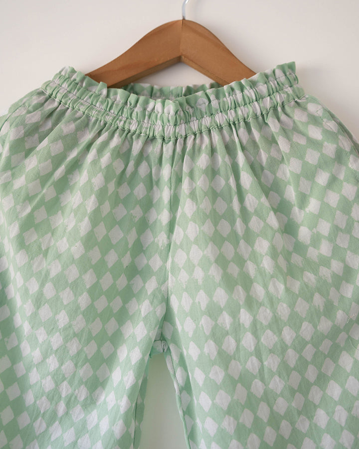 Love The World Today Wander Co-Ord Set In Sage Green Rhombus For Girls