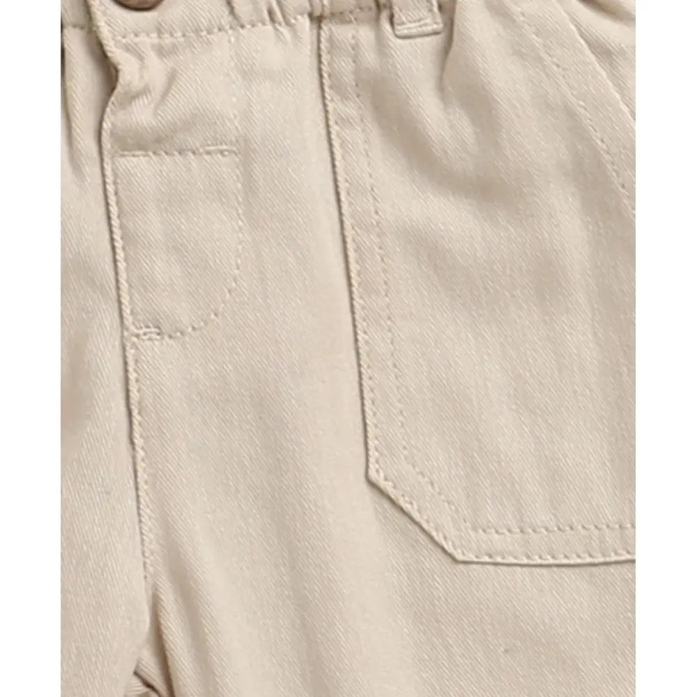 Sweetlime By As The yelllow Checks shirt  &amp; Khaki Cotton Co-ord Set - Beige