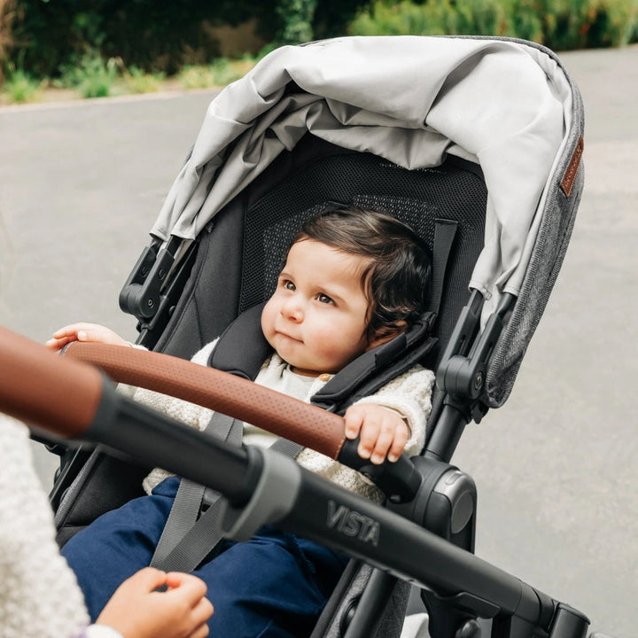 UPPAbaby Vista V3 Reversible Seat Stroller, Flat Recline, Multiple Seat Configurations, Converts to Sibling Stroller, Includes Insect Net and Rain Cover, up to 4 Years - James/Black