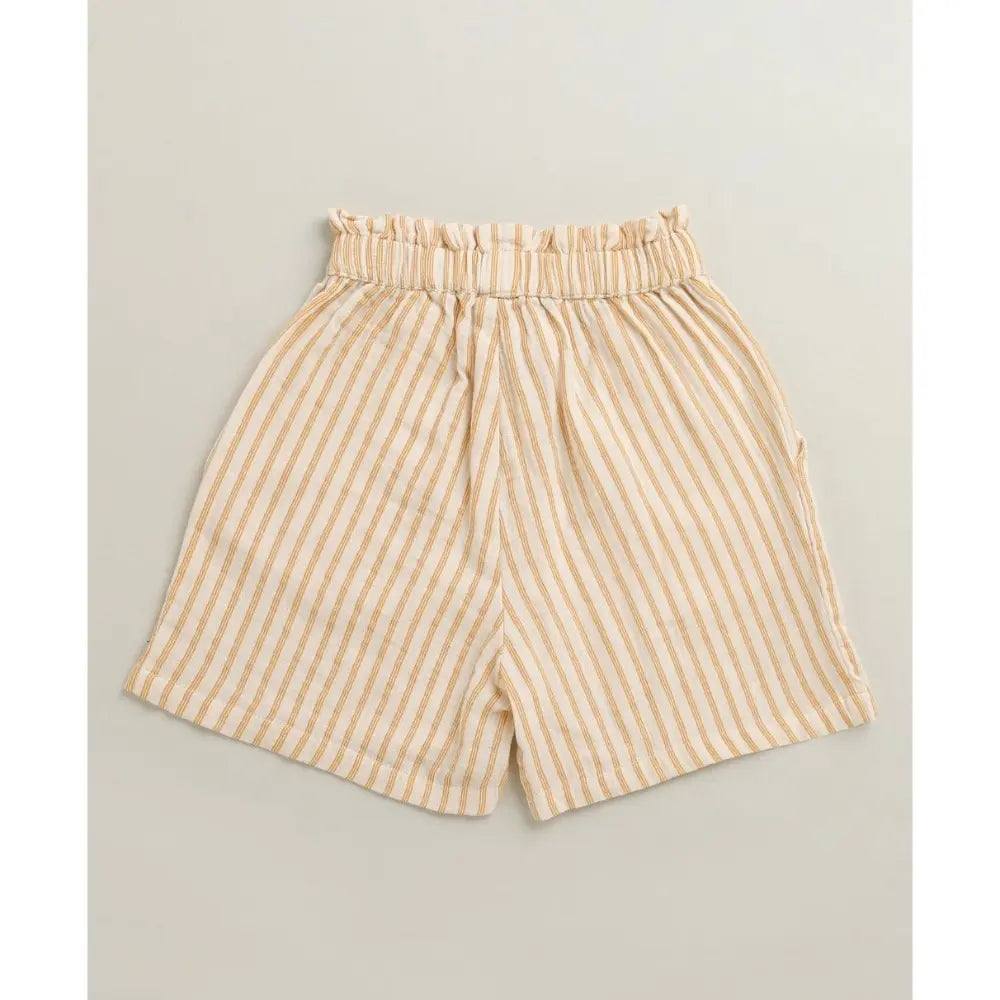 Sweetlime By AS Baby Girls Honey Stripe Organic Cotton Co-ord Set with a Hat - Beige