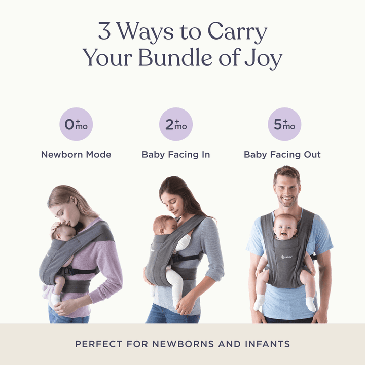 Ergobaby Embrace Newborn Baby Carrier – Soft &amp; Lightweight Fabric, Ergonomic “M” Position and Head Support, Adjustable Waistbelt &amp; Cross Straps, 2 Carry Positions, Easy to Use, 3-11 Kgs, Birth to 12 Months, Blush Pink