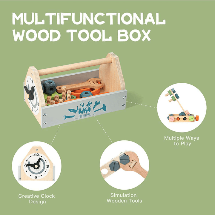 Playbox Pretend Play Toy Wooden Tool Kit - 31 pcs