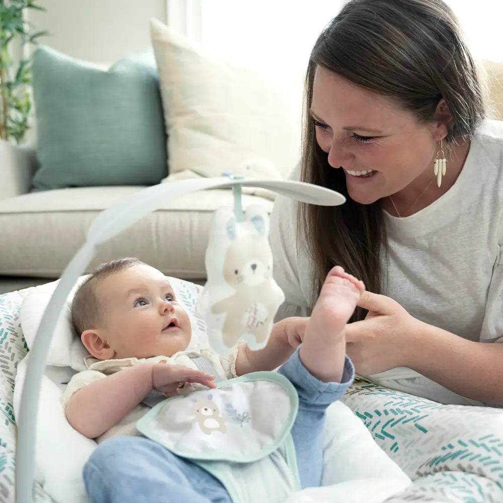 Ingenuity Keep Cozy 3-in-1 Grow with Me Baby Bouncer, Rocker &amp; Toddler Seat with Vibrations, Spruce, 0 - 30 months