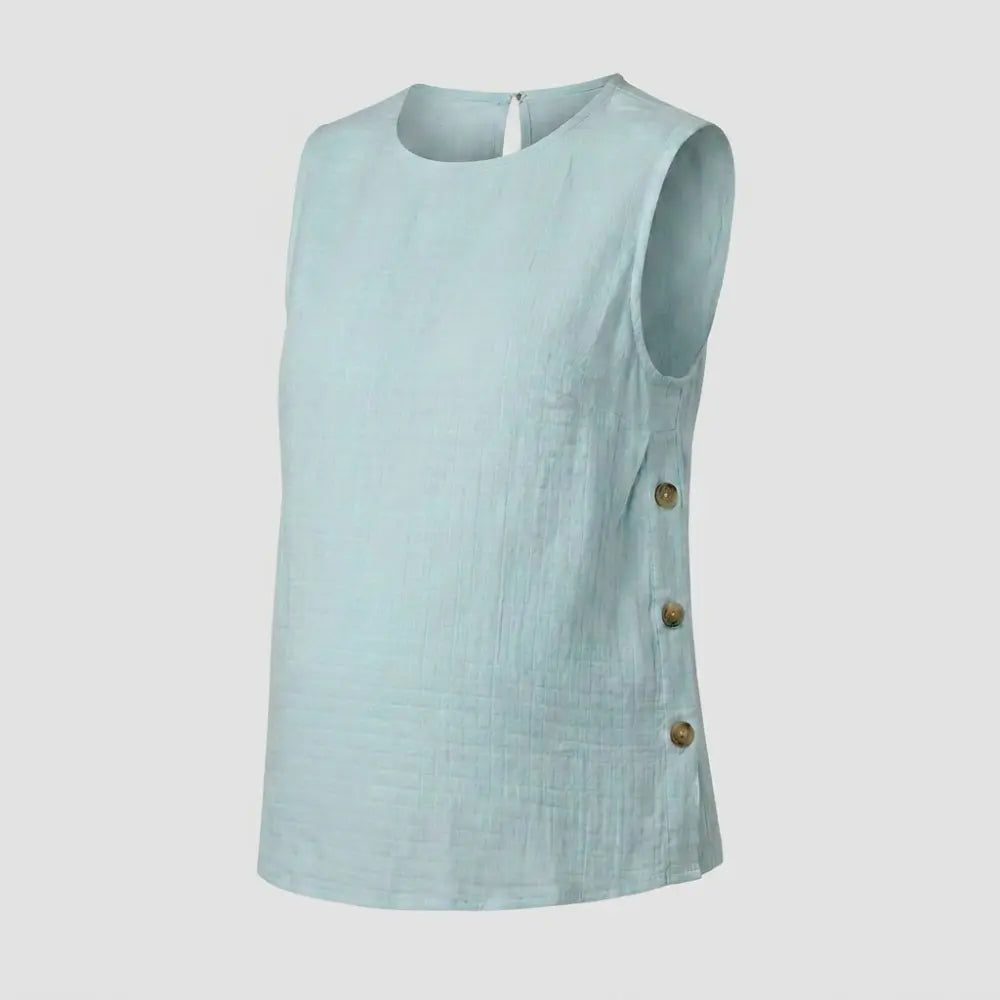 SOL MAMA Side Buttoned Nursing Top - Light Blue