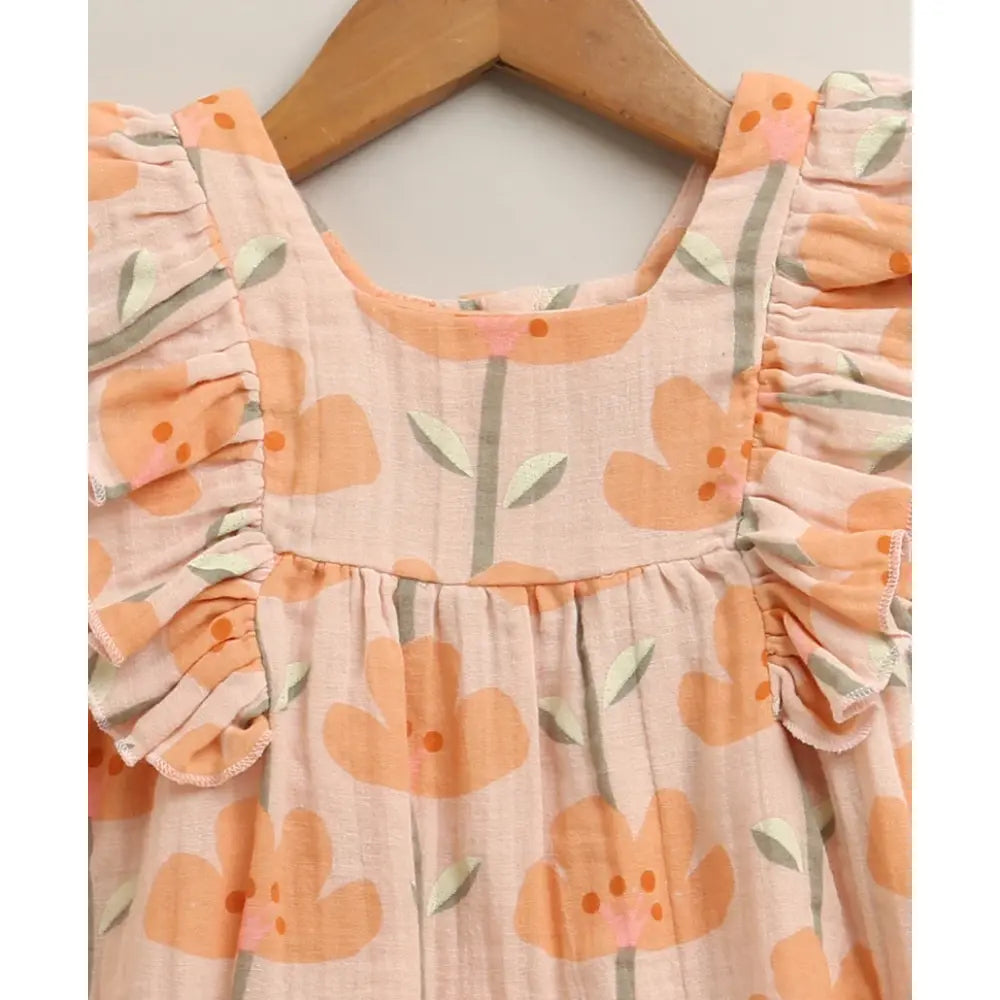 Sweetlime By As Peach Blossom Floral Ruffle Cotton Baby Girls Summer Co-ord Set
