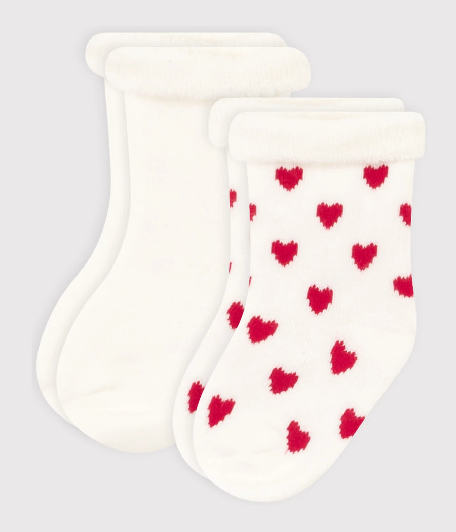 Petit Bateau Unisex Baby Cotton Socks 2-Pack - Hearts