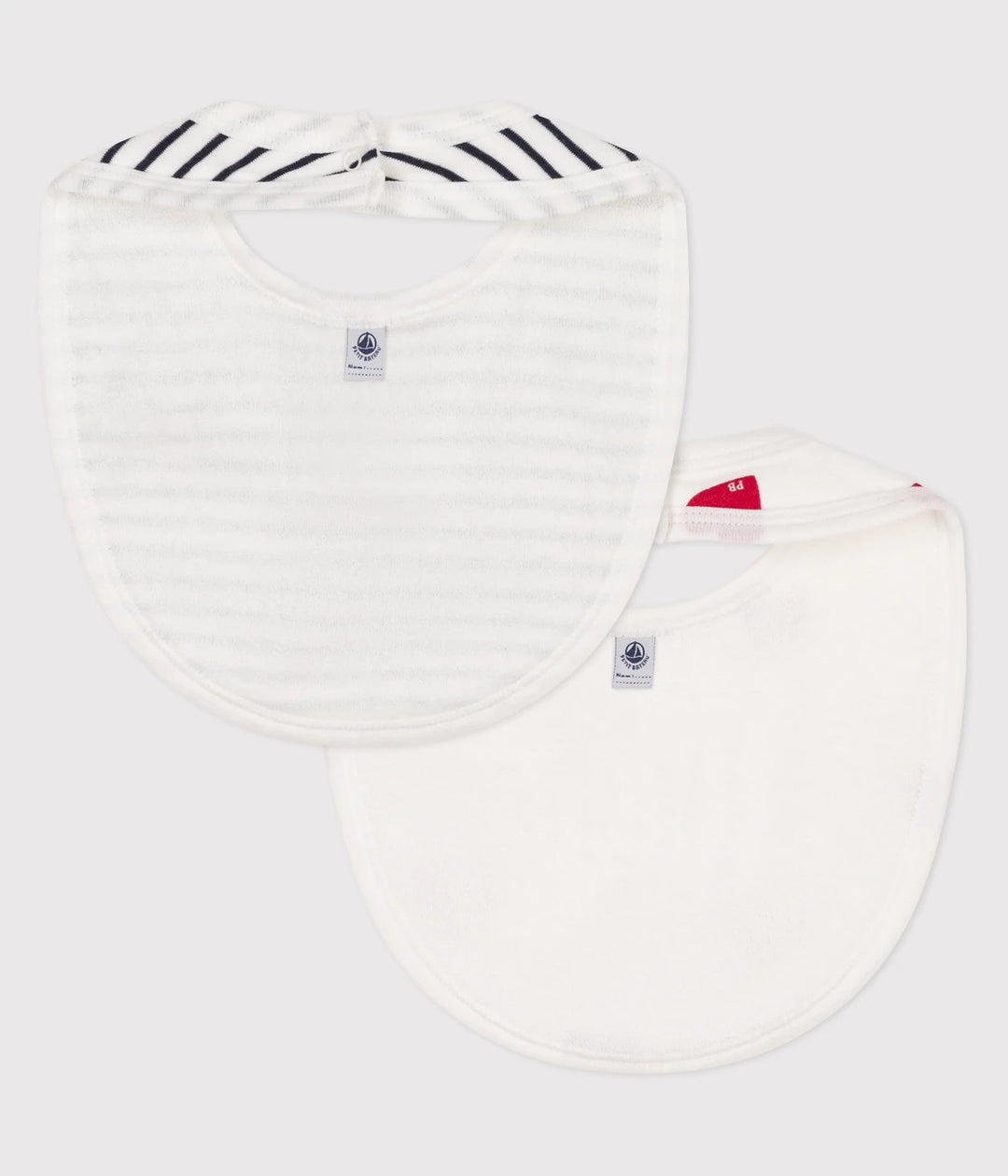 Petit Bateau Unisex Heart Patterned Cotton Bibs - Pack of 2