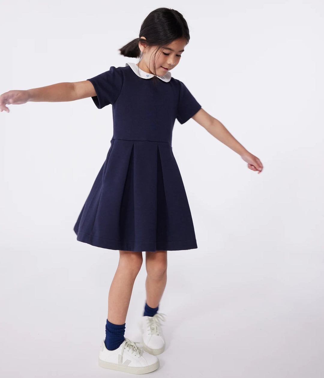 Petit Bateau Girls Cotton Short-Sleeve Dress