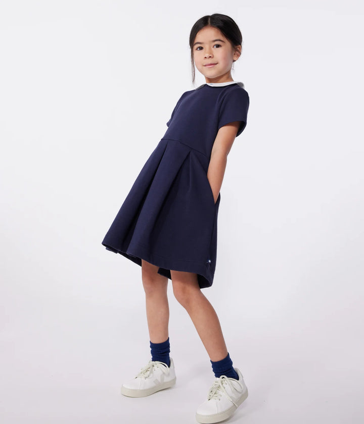 Petit Bateau Girls Cotton Short-Sleeve Dress