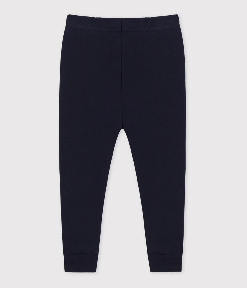 Petit Bateau Unisex Solid Cotton Leggings - Navy