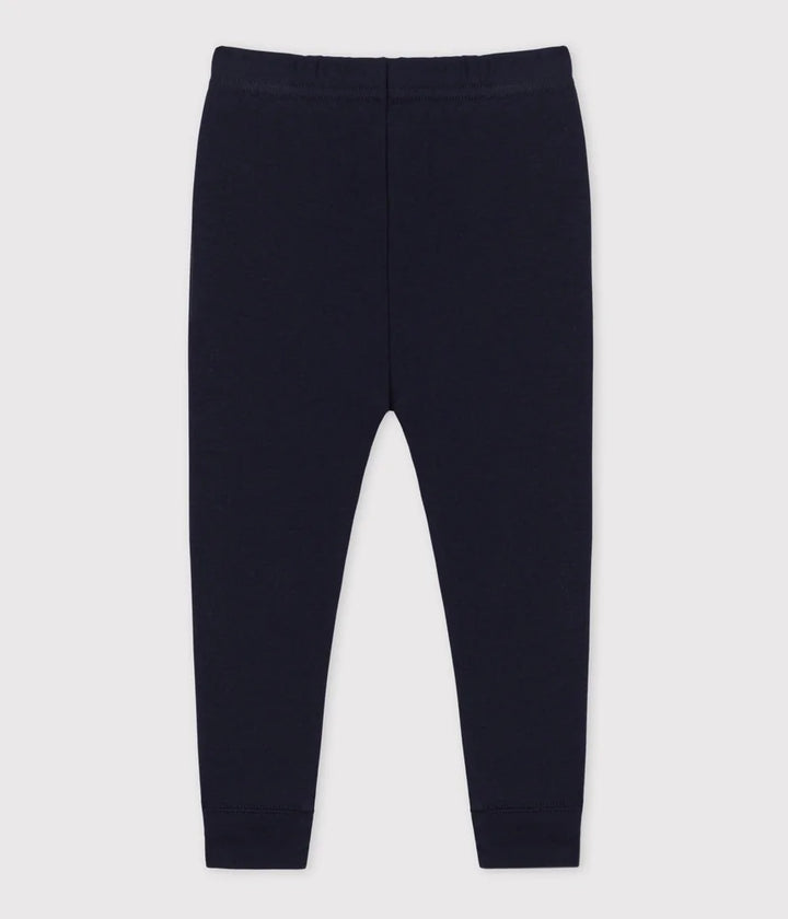 Petit Bateau Unisex Solid Cotton Leggings - Navy