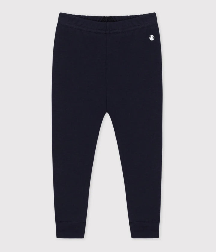 Petit Bateau Unisex Solid Cotton Leggings - Navy