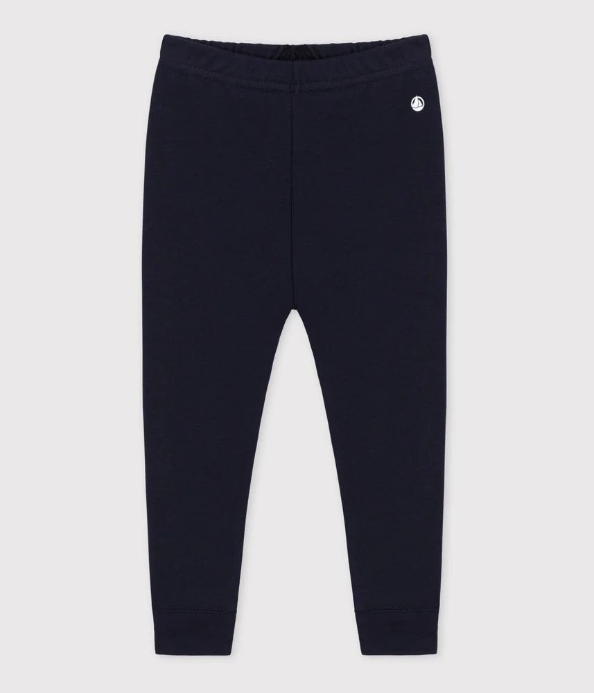Petit Bateau Unisex Solid Cotton Leggings - Navy