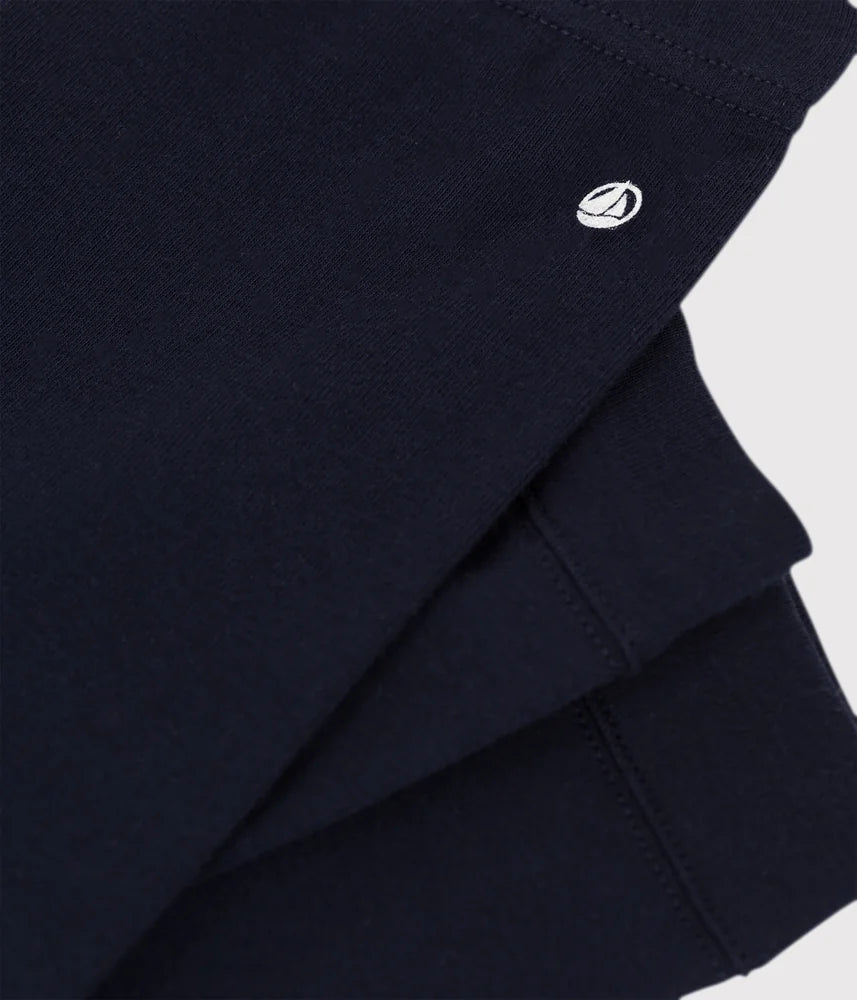 Petit Bateau Unisex Solid Cotton Leggings - Navy