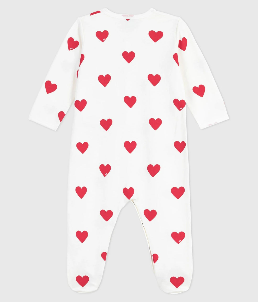 Petit Bateau Unisex Cotton Heart Patterned Footed Sleepsuit