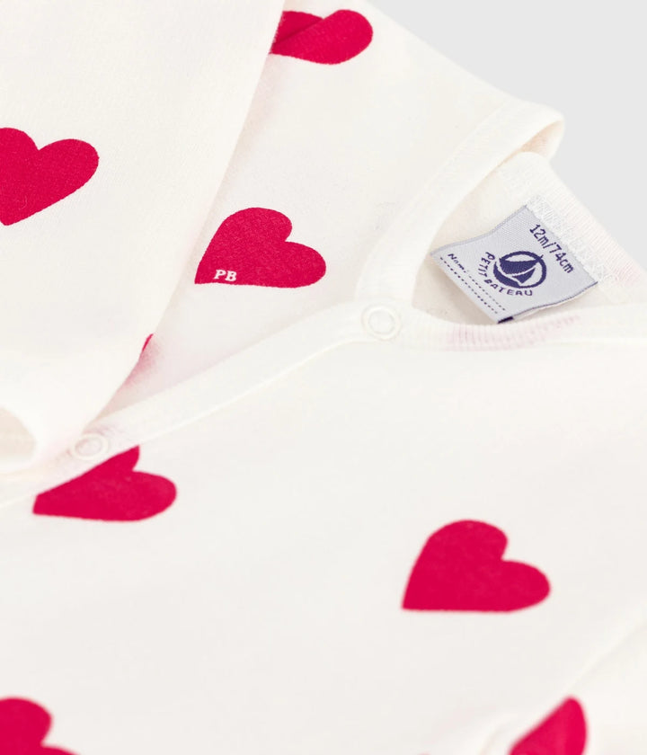 Petit Bateau Unisex Cotton Heart Patterned Footed Sleepsuit