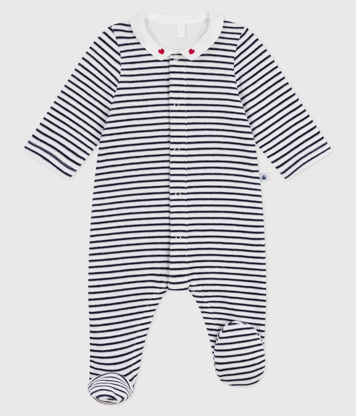 Petit Bateau Baby Unisex Striped Cotton Footed Sleepsuit