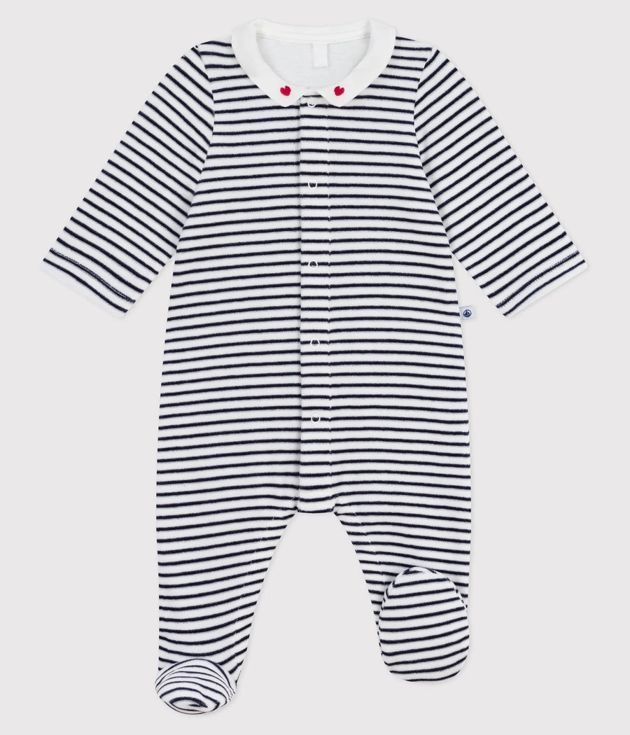 Petit Bateau Baby Unisex Striped Cotton Footed Sleepsuit