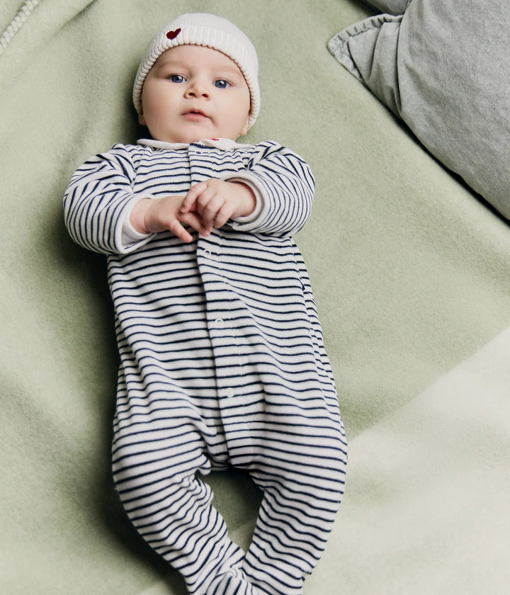 Petit Bateau Baby Unisex Striped Cotton Footed Sleepsuit