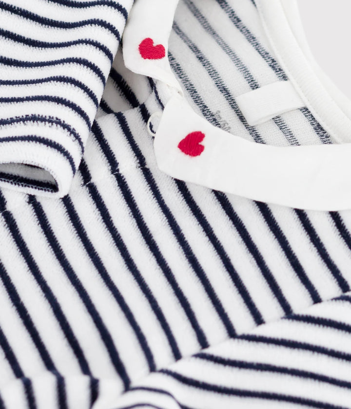 Petit Bateau Baby Unisex Striped Cotton Footed Sleepsuit