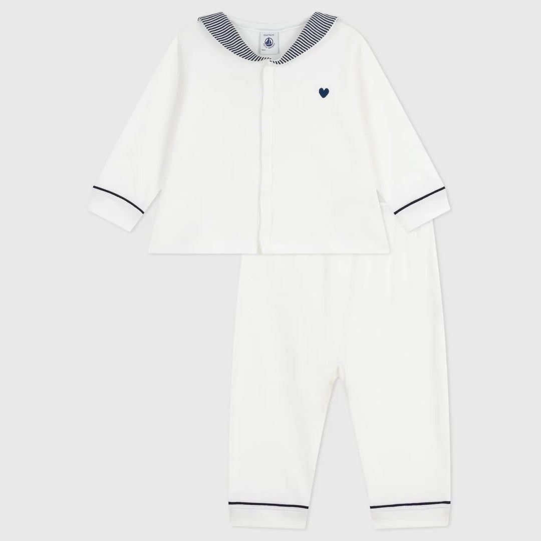 Petit Bateau Unisex Baby 2-Piece Cotton Pyjama Set with Sailor Collar