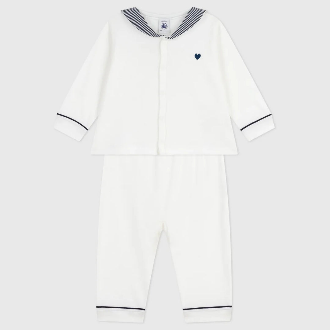 Petit Bateau Unisex Baby 2-Piece Cotton Pyjama Set with Sailor Collar