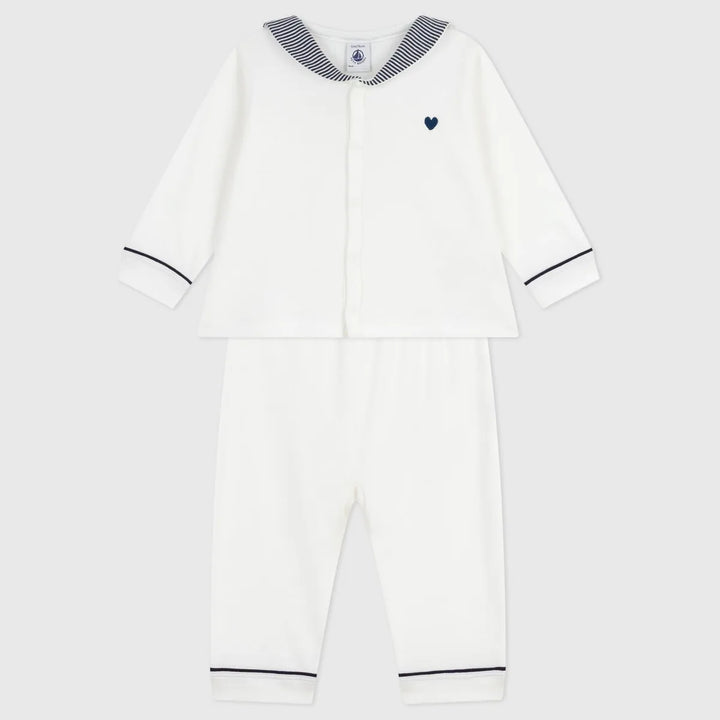 Petit Bateau Unisex Baby 2-Piece Cotton Pyjama Set with Sailor Collar