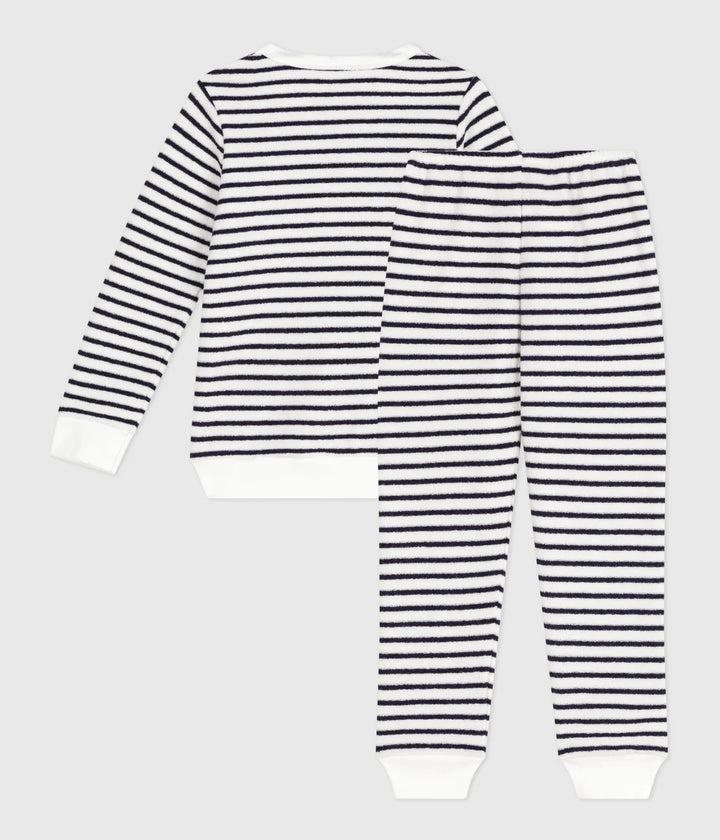 Petit Bateau Kids’ Unisex Striped Cotton-Modal Terry Pyjama Set