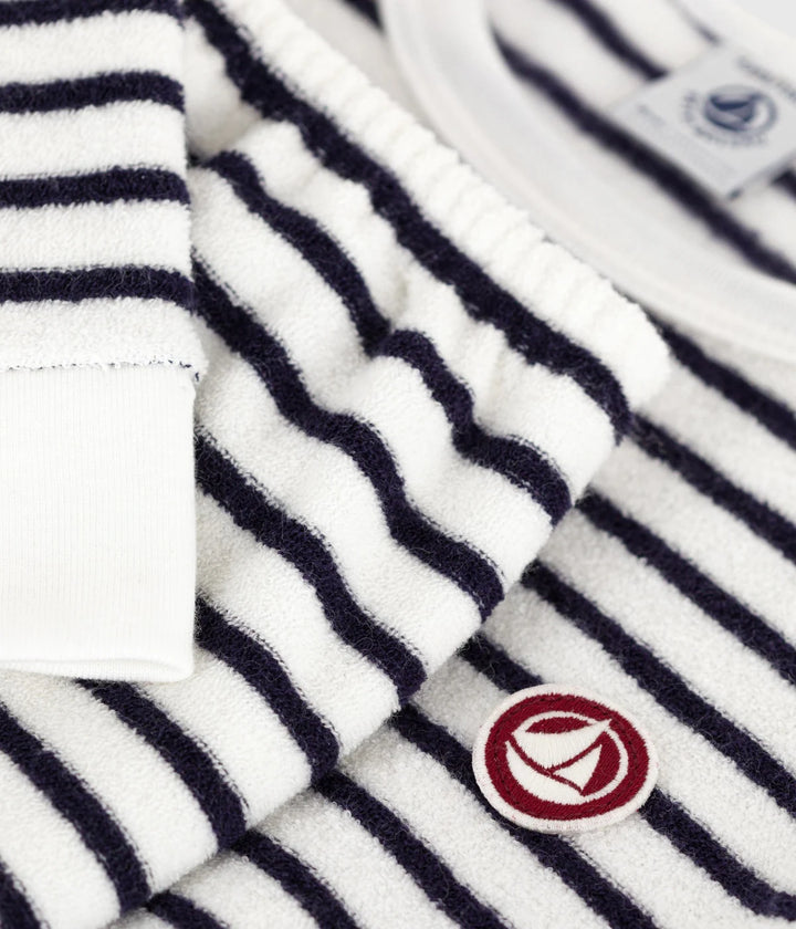 Petit Bateau Kids’ Unisex Striped Cotton-Modal Terry Pyjama Set