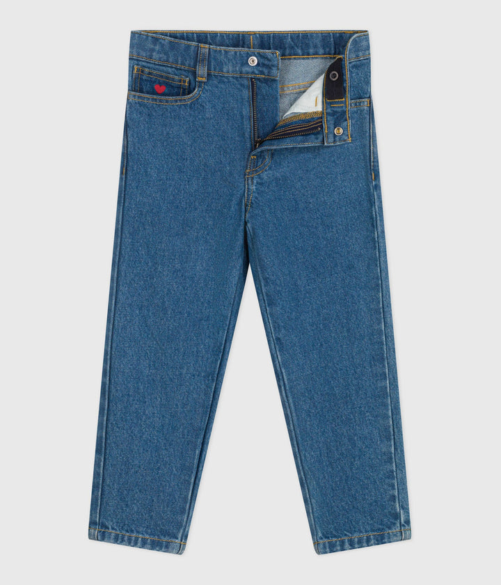 Petit Bateau Girls’ Cotton Denim Straight-Leg Jeans