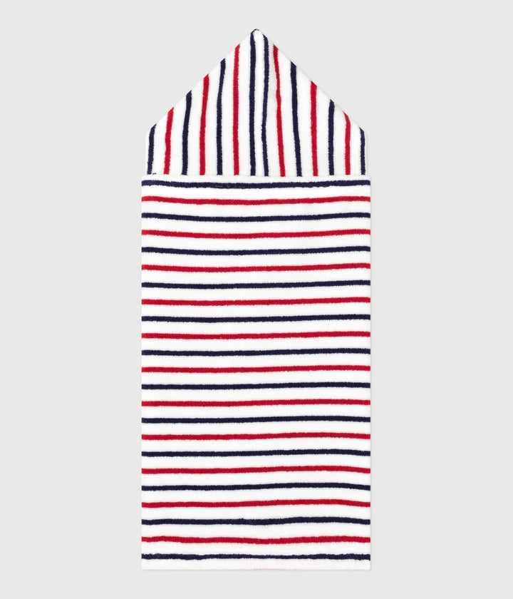Petit Bateau Unisex Striped Cotton Terry Bath Cape