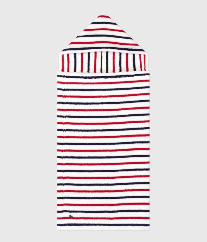 Petit Bateau Unisex Striped Cotton Terry Bath Cape