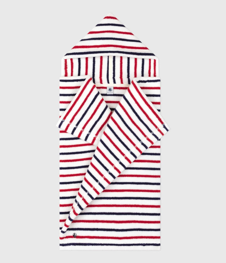 Petit Bateau Unisex Striped Cotton Terry Bath Cape