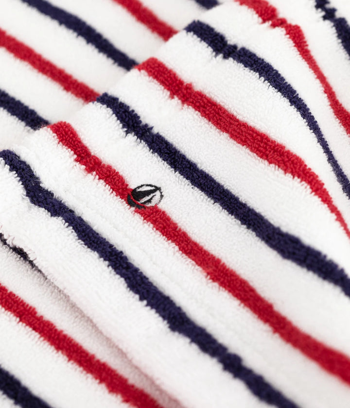 Petit Bateau Unisex Striped Cotton Terry Bath Cape