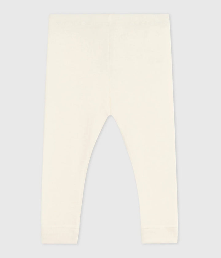 Petit Bateau Unisex Solid Cotton Leggings - Milk