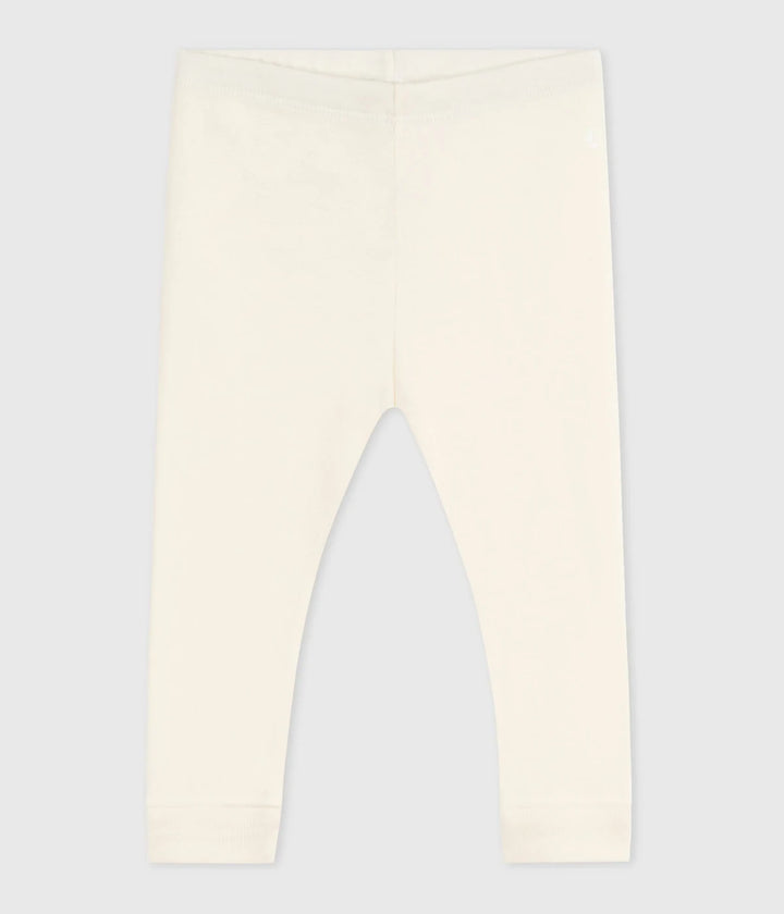 Petit Bateau Unisex Solid Cotton Leggings - Milk