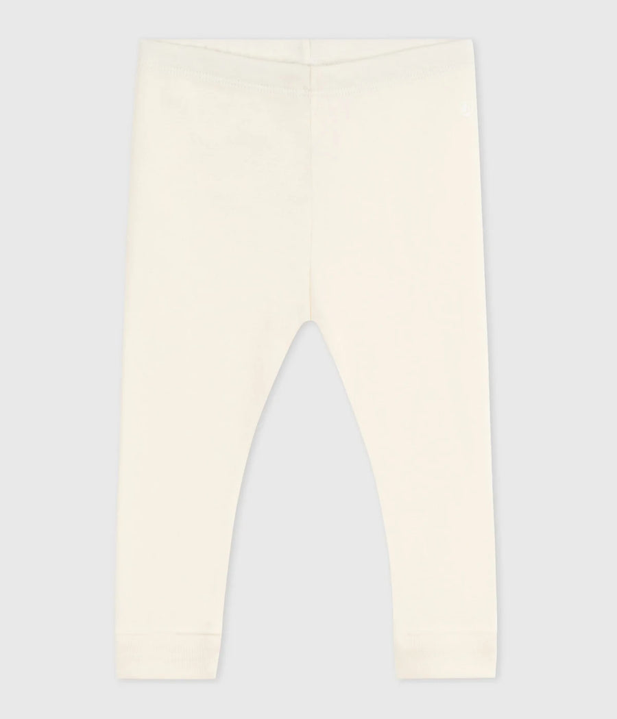Petit Bateau Unisex Solid Cotton Leggings - Milk