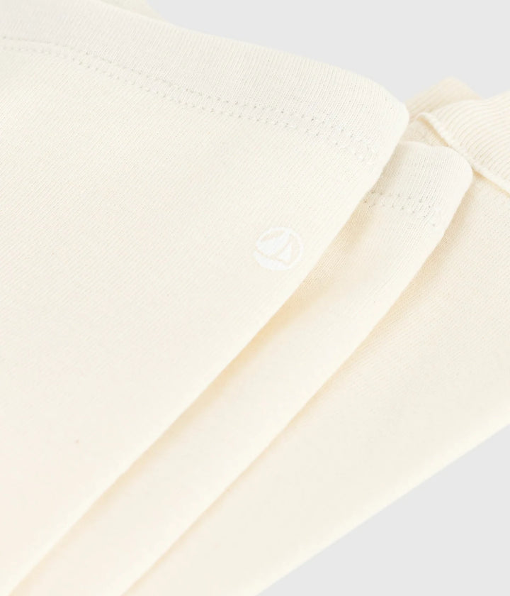 Petit Bateau Unisex Solid Cotton Leggings - Milk