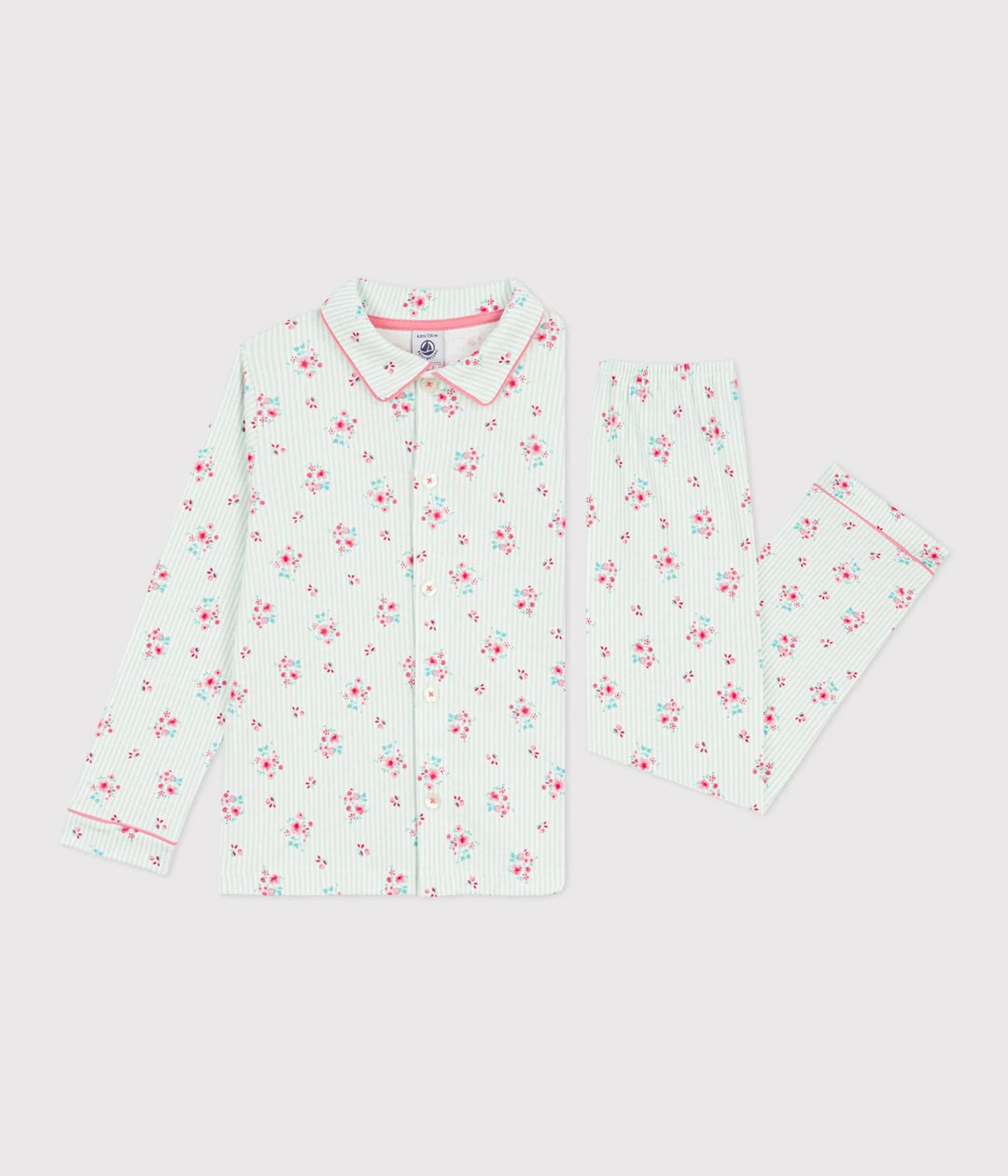 Petit Bateau Printed Cotton Ribbed Pyjama Set For Girls