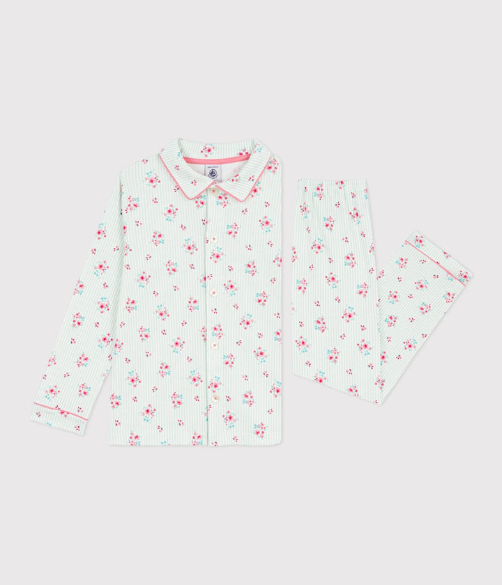 Petit Bateau Printed Cotton Ribbed Pyjama Set For Girls