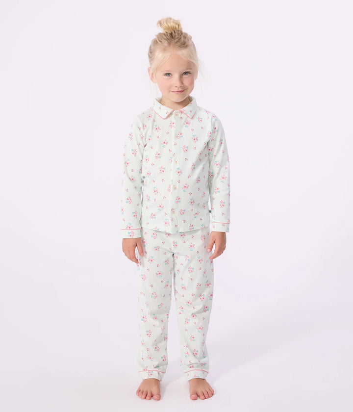 Petit Bateau Printed Cotton Ribbed Pyjama Set For Girls