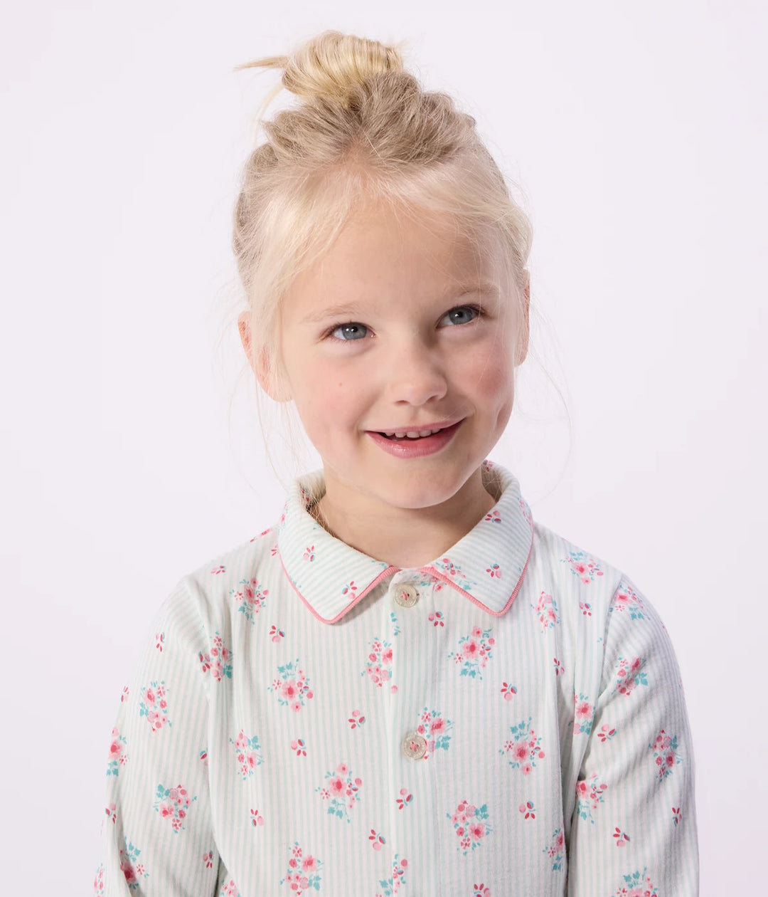 Petit Bateau Printed Cotton Ribbed Pyjama Set For Girls