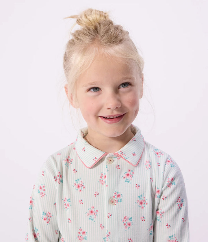 Petit Bateau Printed Cotton Ribbed Pyjama Set For Girls