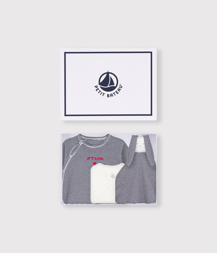 Petit Bateau Unisex Newborn Stripes Cotton Gift Set 3-Pack