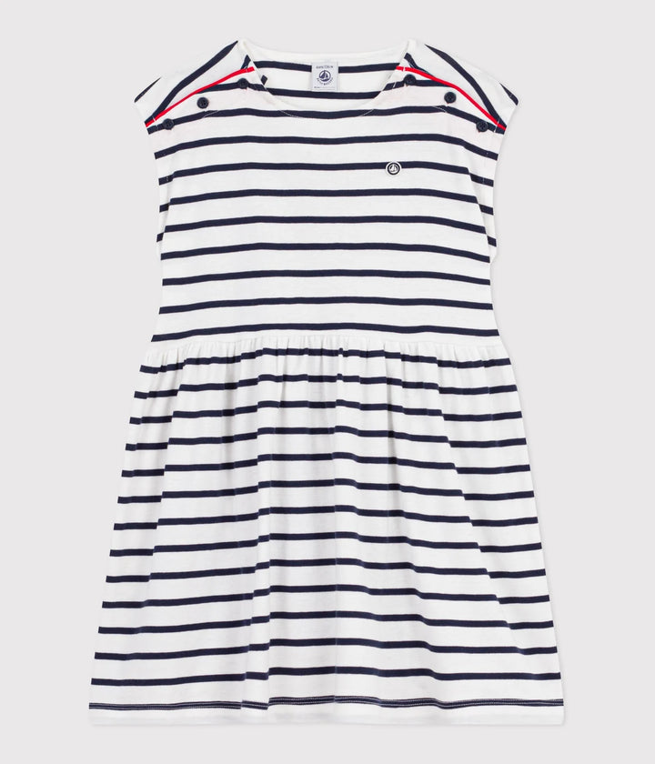 Petit Bateau Girls Cotton Sleeveless Stripped Dress